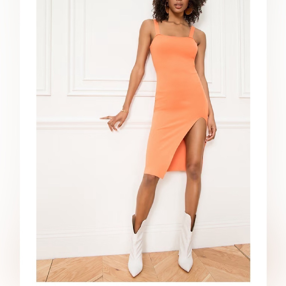 Super Down Revolve Zoe Square Neck Dress in Orange size S